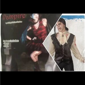2 New Vampire Halloween his and hers costumes Men Women black red zombie